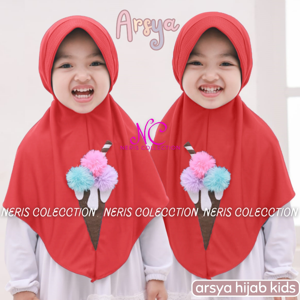 Hijab Sporty Anak Arsya / Hijab Olahraga Muslim Anak / Bergo Sport Anak Variasi Karakter Ice Cream /