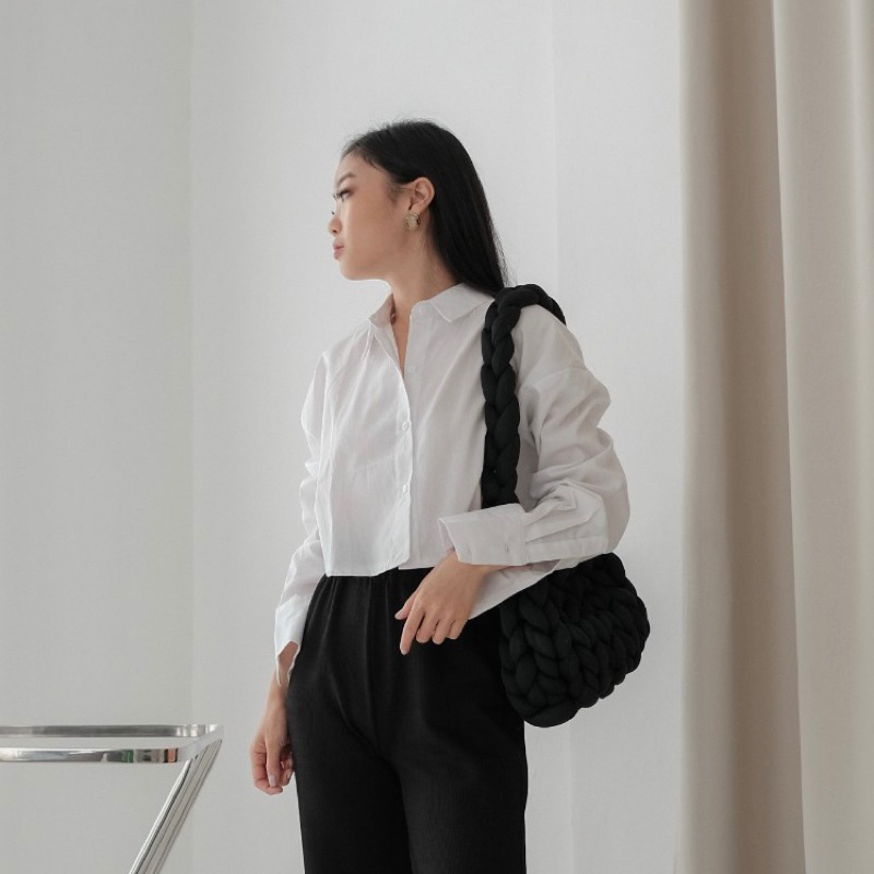 JOLLIE CROP SHIRT / Kemeja Crop / Atasan wanita / Kemeja Wanita / Crop shirt lengan panjang