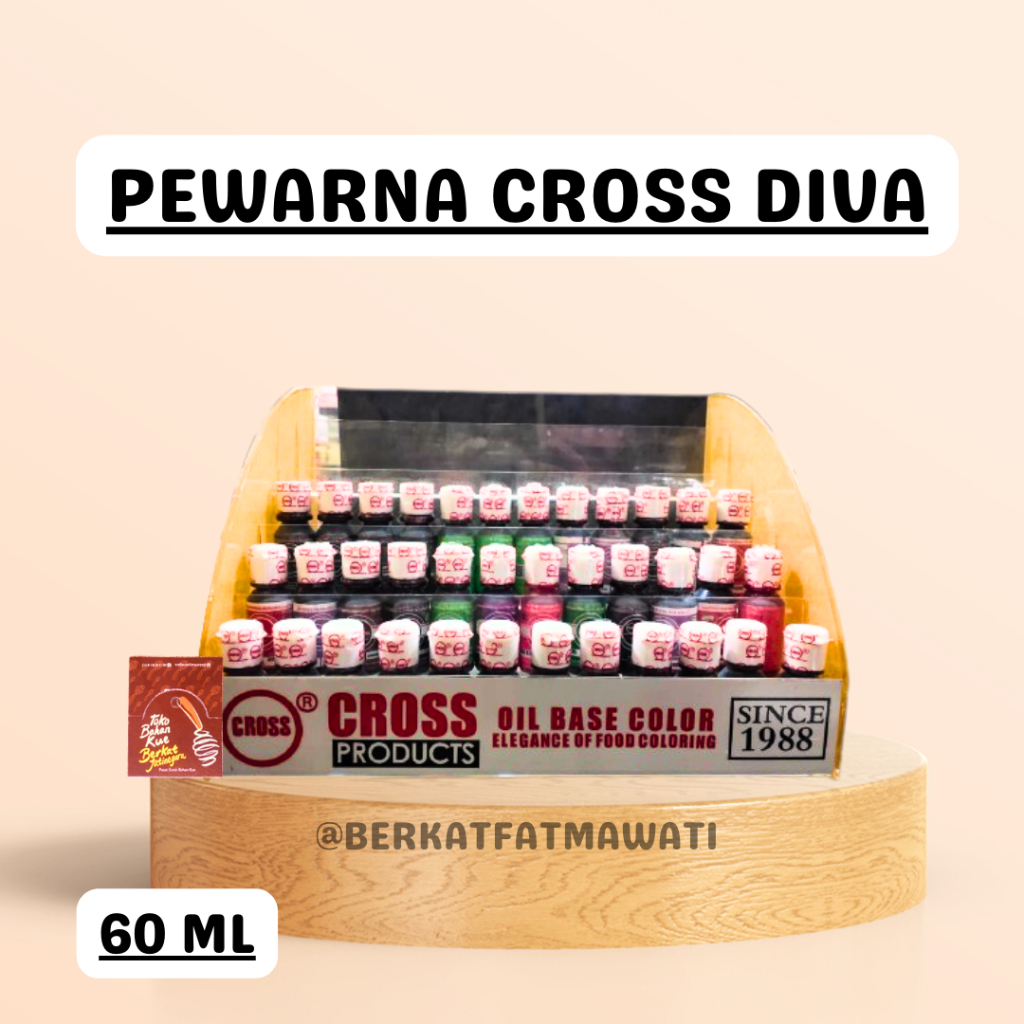 

PEWARNA MAKANAN DIVA CROSS 60 ML / LIQUID ICING / FOOD COLOR / COLOUR