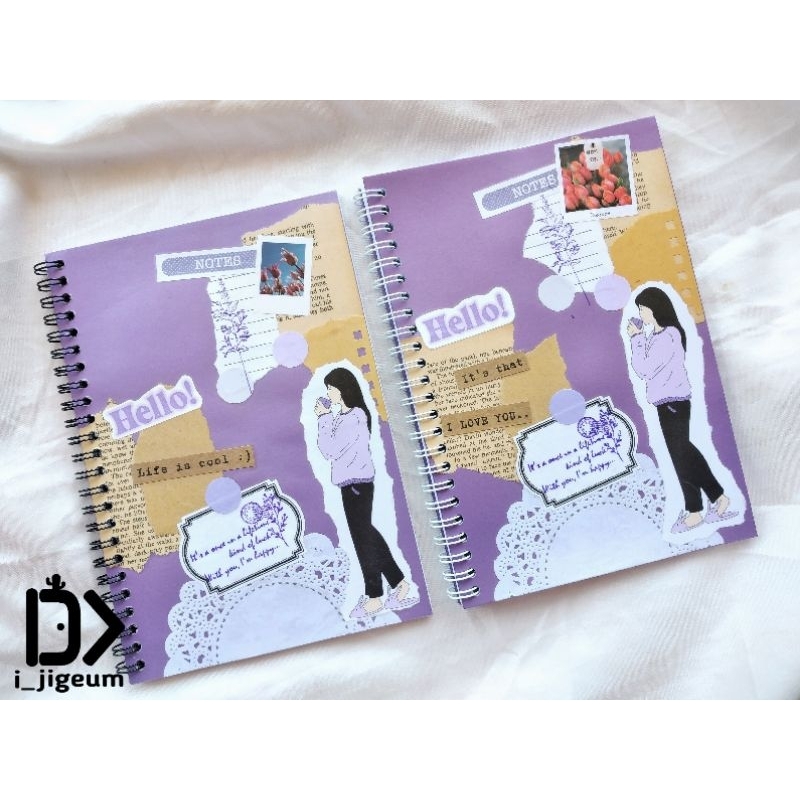 

(HANDMADE | SUDAH LAMINASI) Purple Notebook | Buku Tulis | Journal Cover Scrapbook Aesthetic | Vintage | Buku catatan jurnal