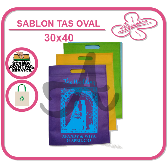 

Custom Sablon Tas Spunbond Oval 30x40 Goodie Bag