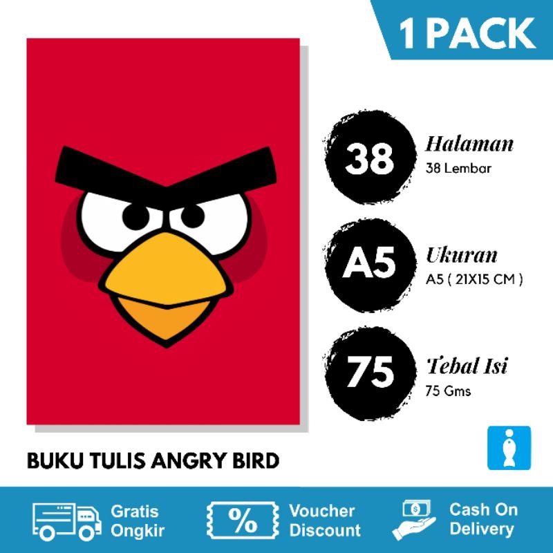 

BUKU TULIS SEKOLAH 38 LEMBAR / BUKU TULIS ANGRY BIRD ISI 5 BUKU TULIS