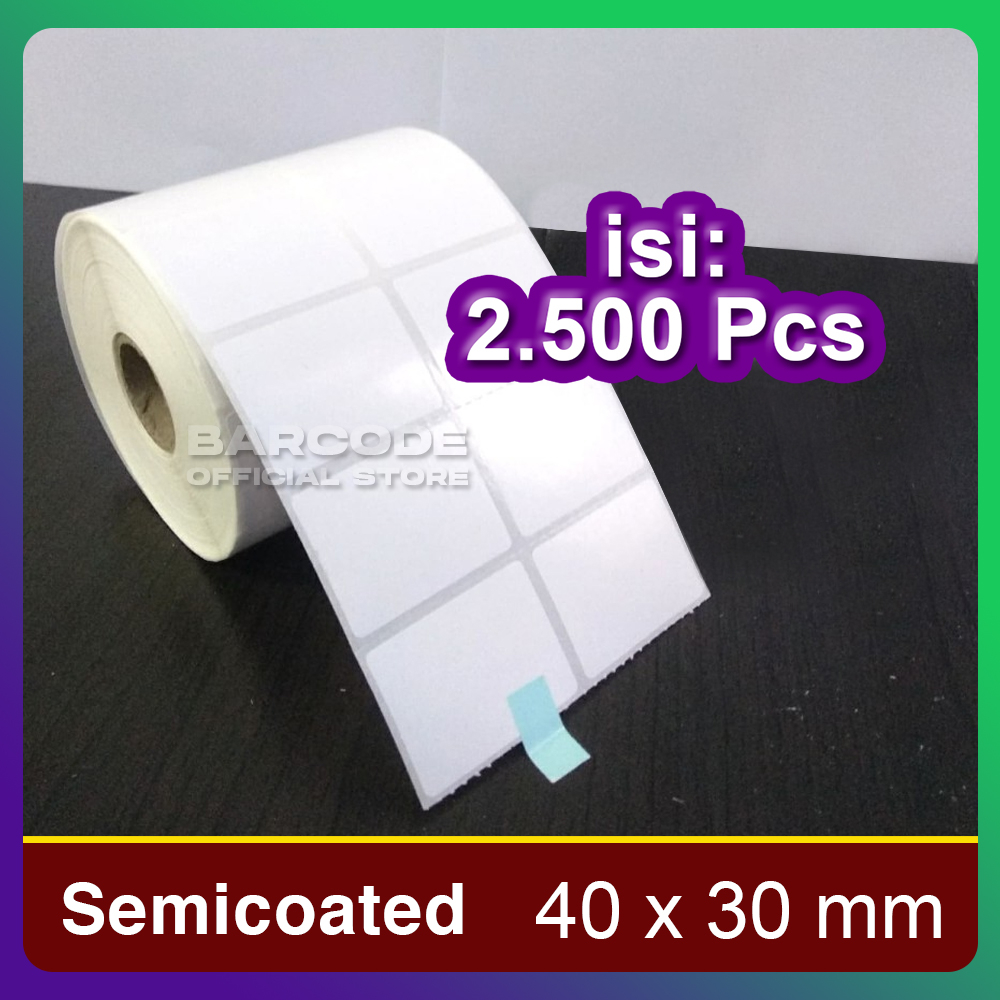 

Label Barcode Semicoat 40 x 30 40x30 mm Kertas Stiker 2 Line 2500 Pcs