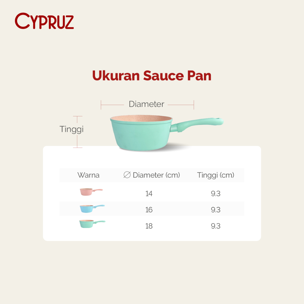 Cypruz Panci Susu Anti Lengket Sauce Pan Premium Forged Series