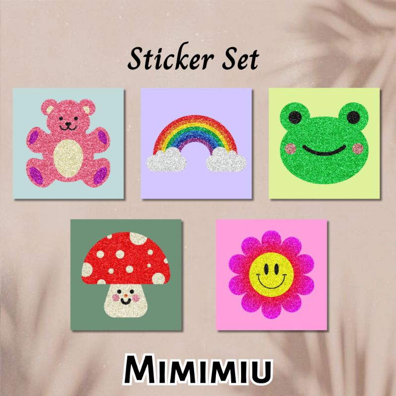 

[Mimimiu] sticker cute glitter set 3x3cm