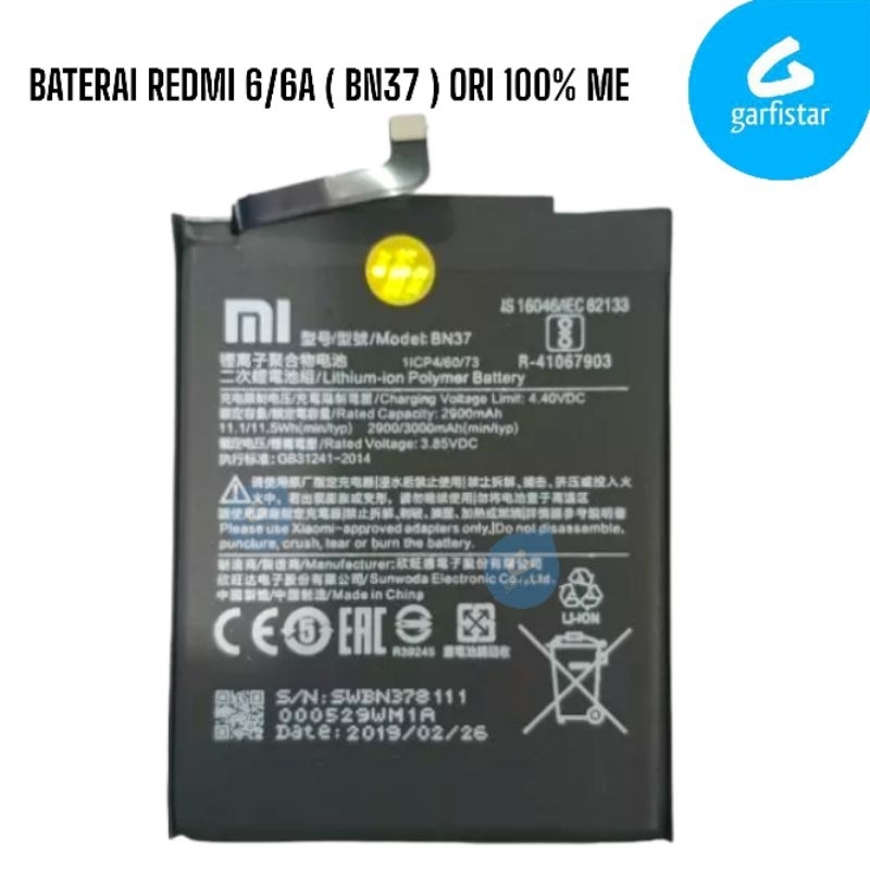 BATERAI REDMI 6A ORI ME ( BN37 )