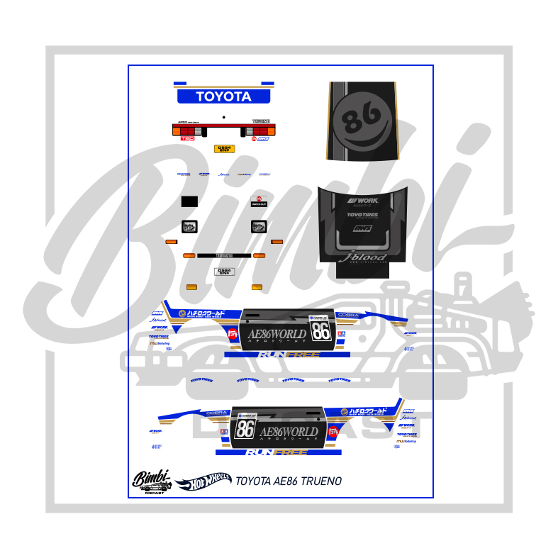 Decal Hotwheels Toyota AE86 Trueno AE86World Transparan