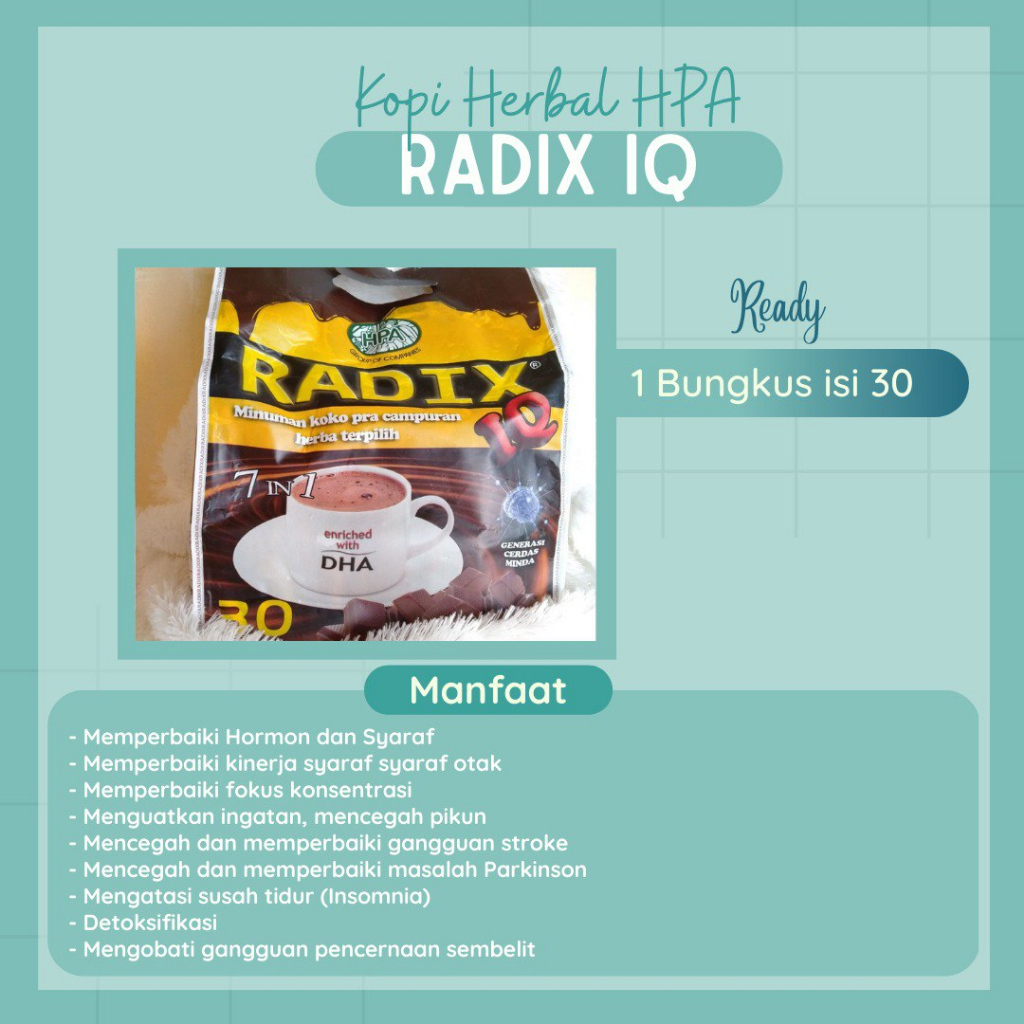 

Kopi Radix IQ HPA || Kadai Dayoem Oleh-oleh Haji dan Umrah, Herbal dan Organik