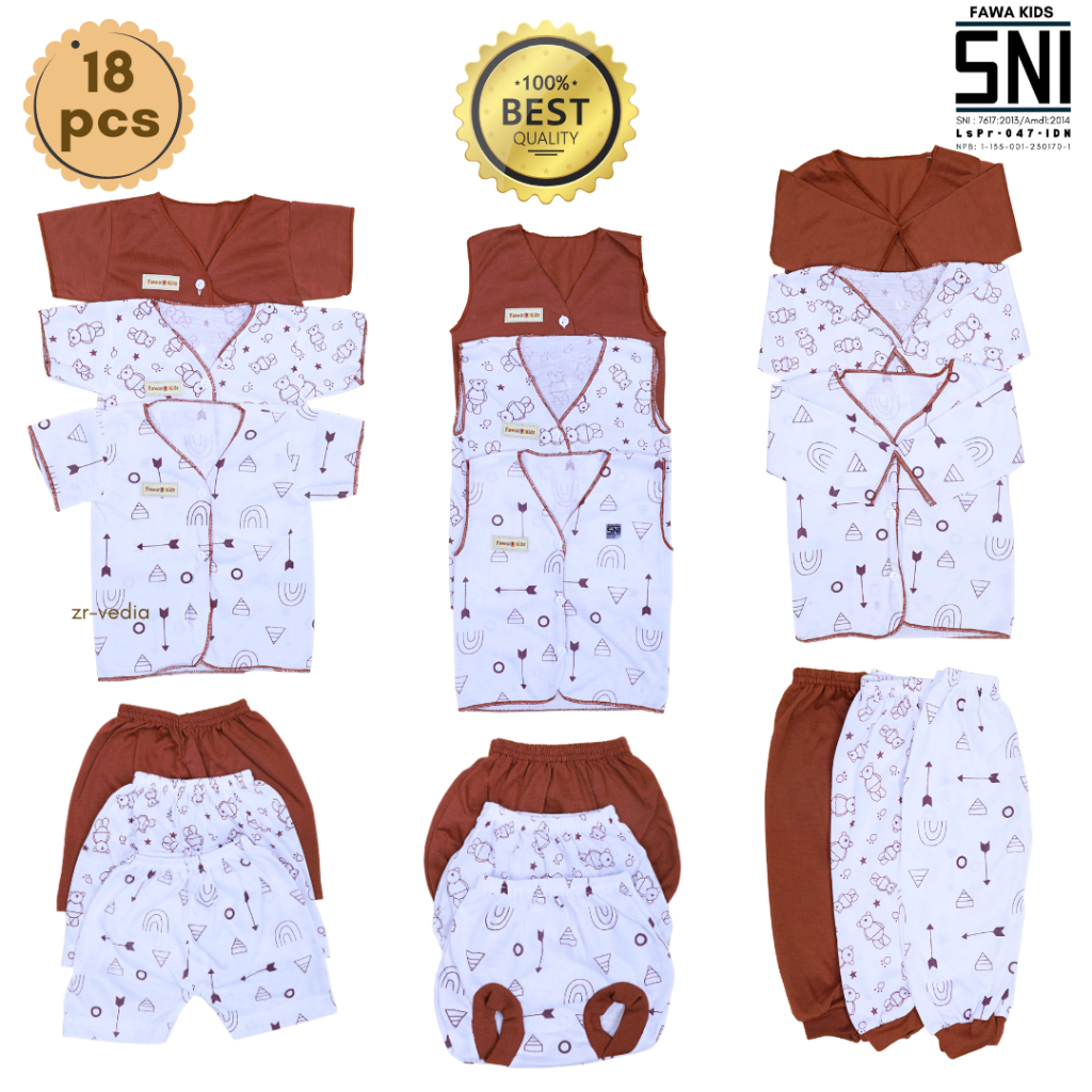 	 SNI - (18 PCS) Paket Baju Bayi New Born 0-3 Bulan Baju Kancing Kado Lahiran Setelan Stelan Baby Anak Laki Laki Perempuan Atasan Celana Pop Panjang kiosbalitaaprilia	