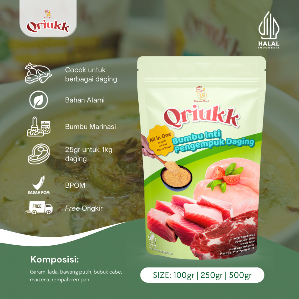 

Qriukk Bumbu Inti Pengempuk Daging - Meat Tenderizer dan Bumbu Marinasi 250gr