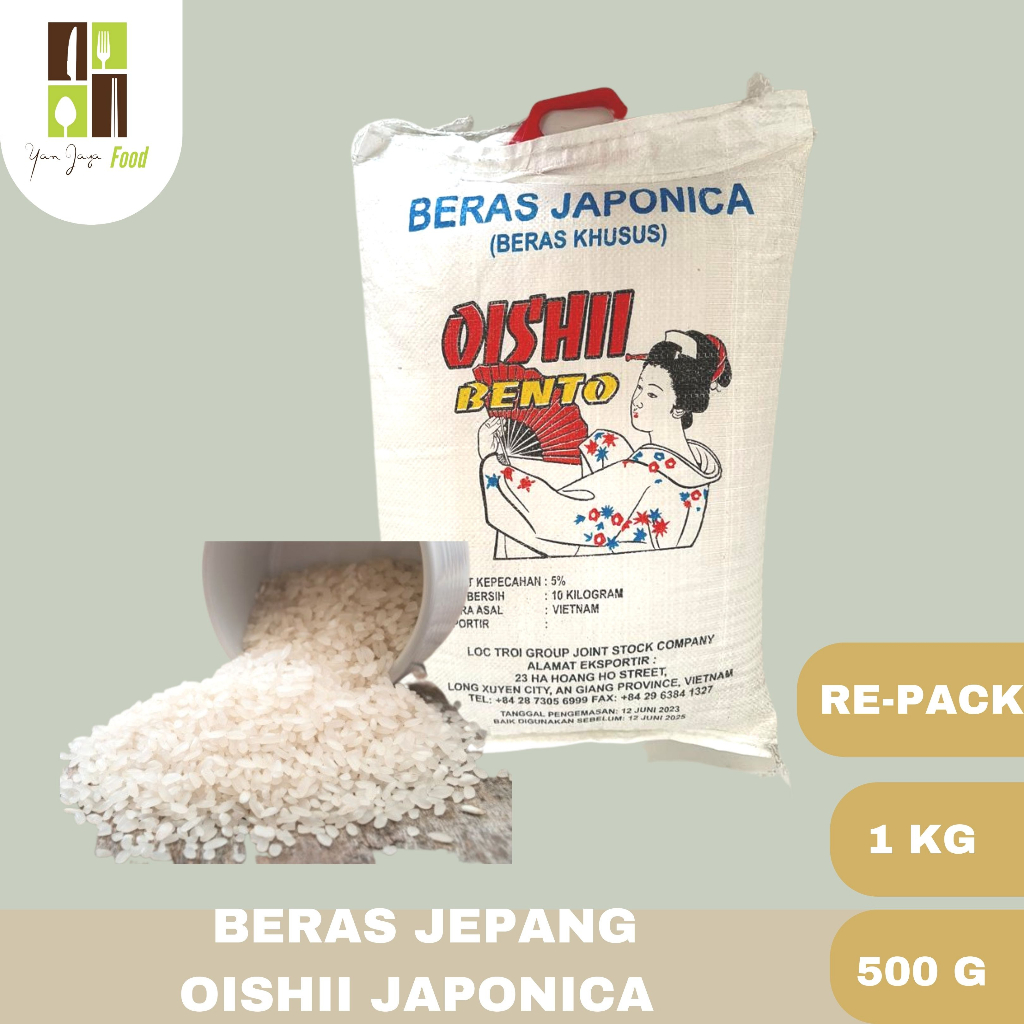 

Beras Jepang Japonica Oishii Bento / Sushi / Onigiri Re-pack 1 KG / 500 G