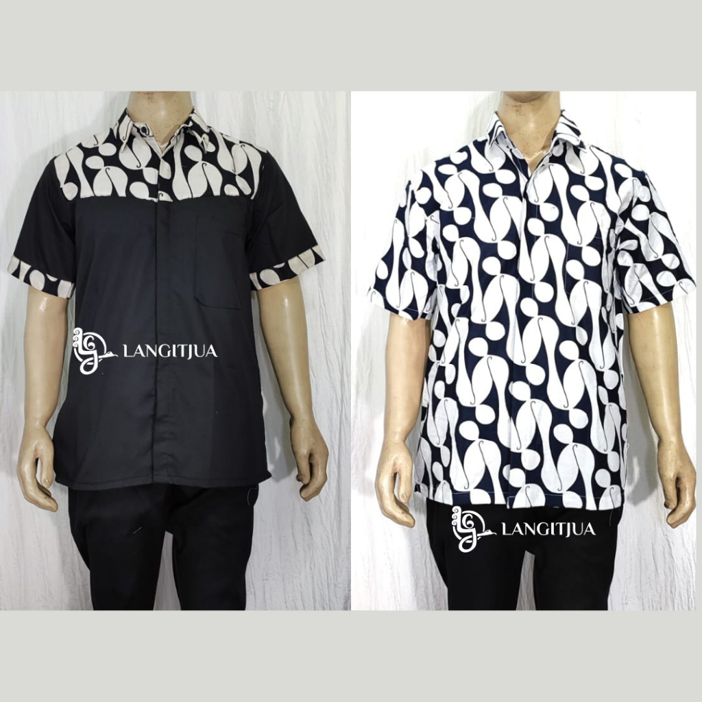 HEM PARANG BARONG | KEMEJA BATIK PRIA MOTIF PARANG HITAM PUTIH