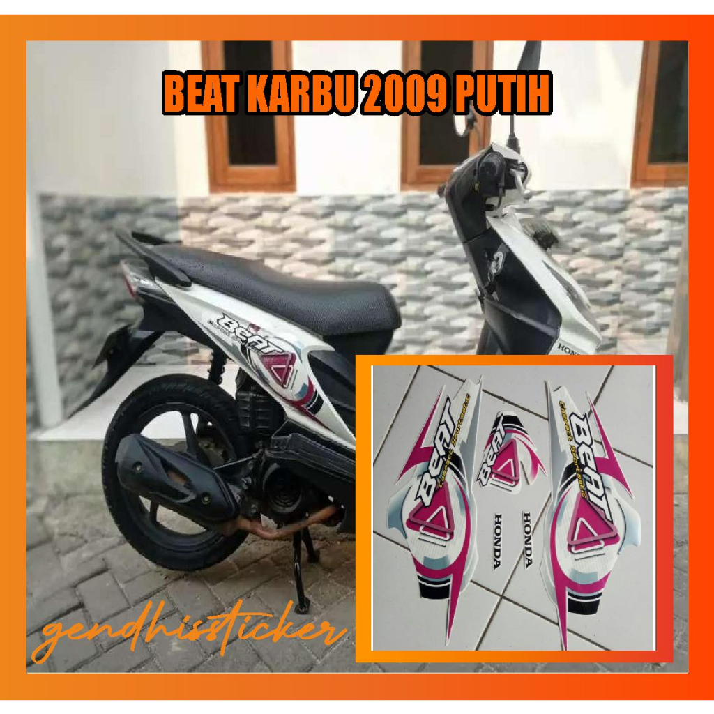 stiker motor beat karbu 2009 putih pink