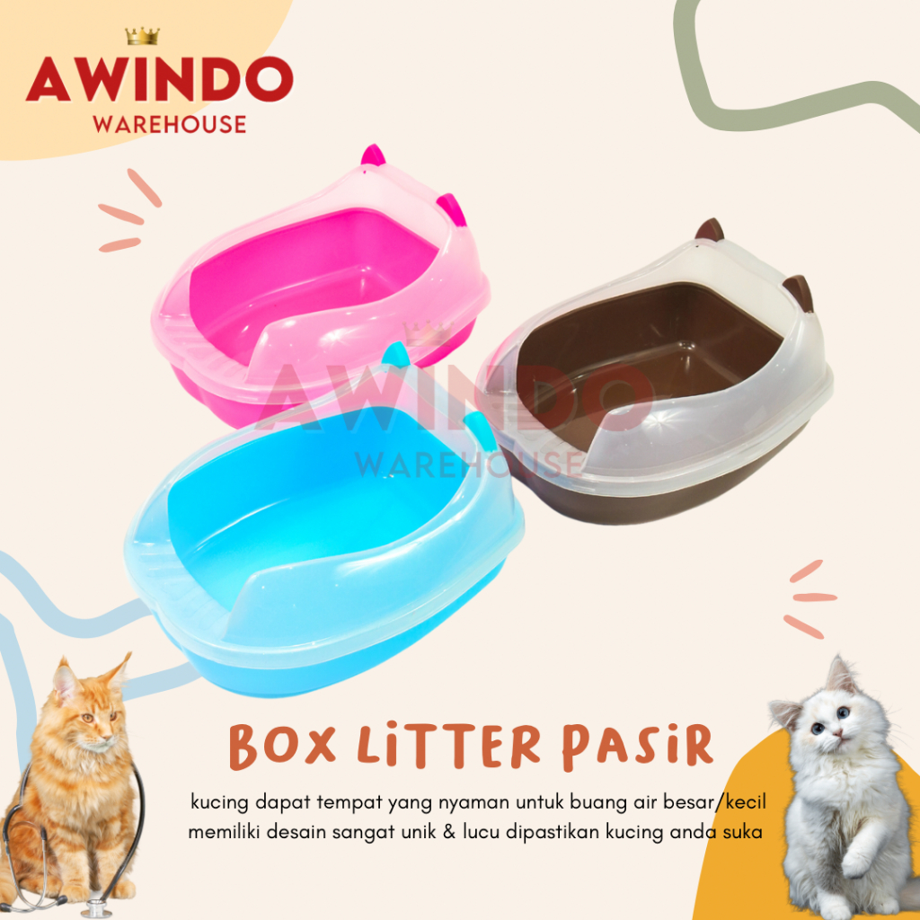 BOXLIT BAKOLI MOTIF 002 - Tempat Pup Bak Pasir Litter Box Kucing Cat Toilet