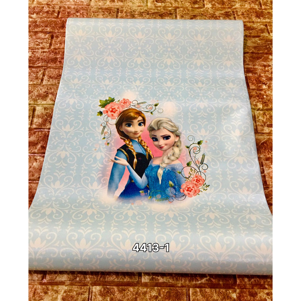 WALLPAPER DINDING MOTIF KARAKTER ANAK FROZEN MURAH BIRU UNGU YORK