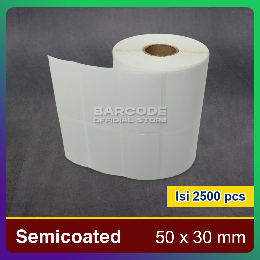 

Label Barcode 50 x 30 2 Line Kertas Stiker Semicoat 50x30 mm Isi 2500 Pcs