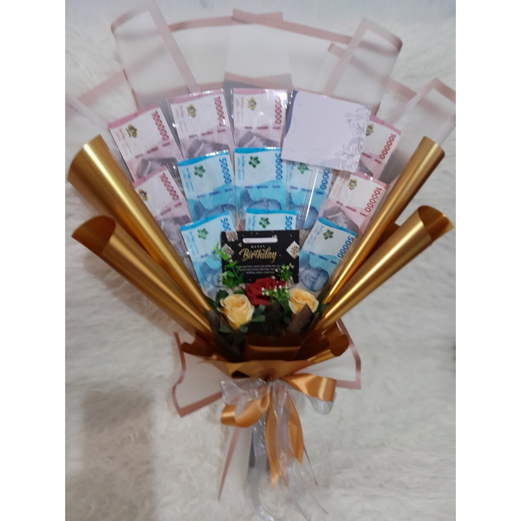 Cassing Buket Souvenir Uang /  Kado  Buket Uang / Buket Uang 5 Lembar / Buket Uang 10 Lembar / Buket