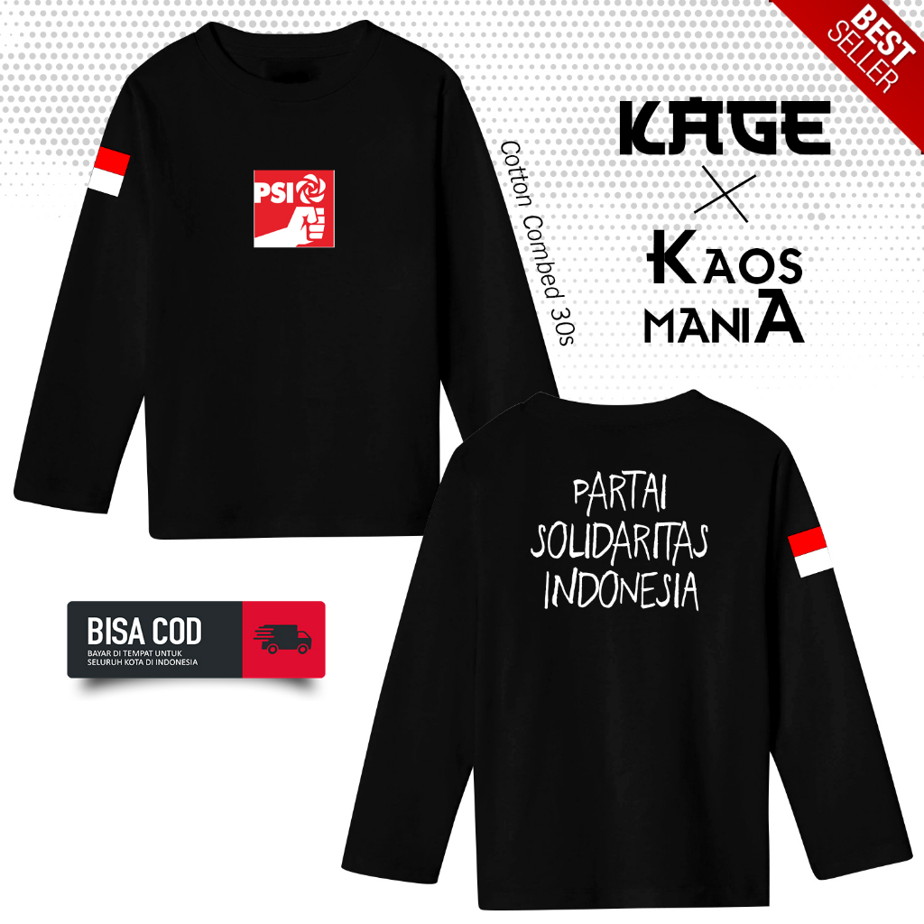 Baju Kaos Pria PSI LOGO Tangan Panjang - Kaos Partai PSI Terbaru BERGAYA STORE