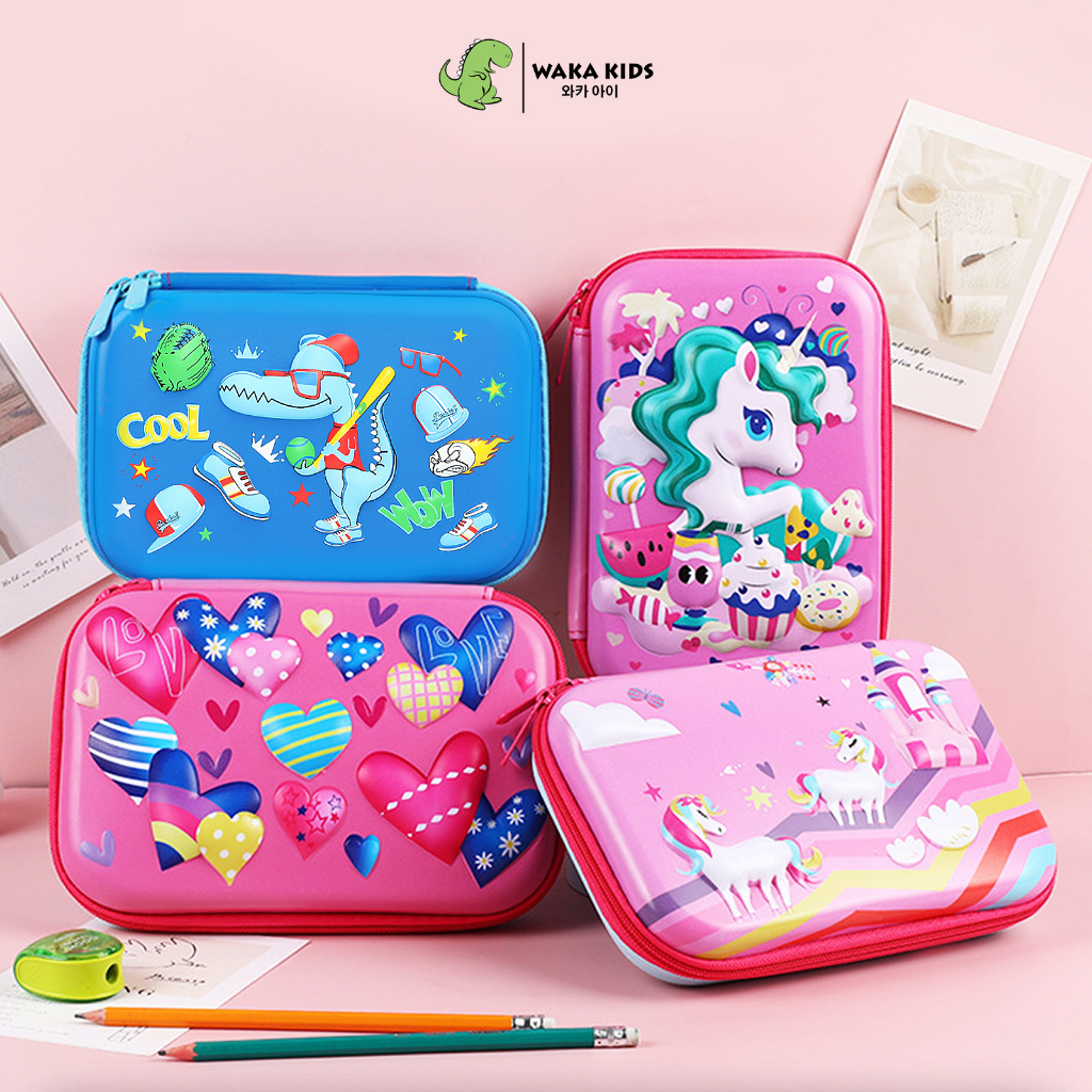 

Wakakids Tempat Pensil Anak 3D Motif Timbul Karakter Waterproof Kotak Pensil Hardcase Besar Venhs