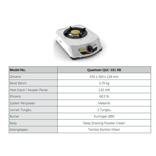 [COD] QUANTUM KOMPOR QGC101 RB / QGC-101 RB / QGC 101 RB (1 TUNGKU) GARANSI RESMI