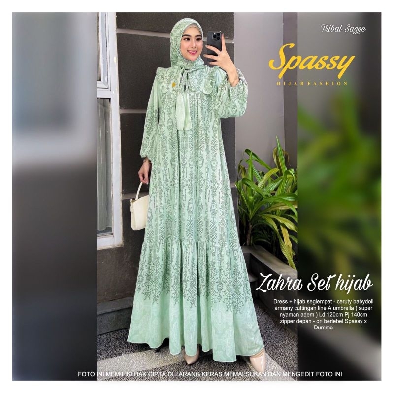 ZAHRA SET HIJAB // GAMIS WANITA REMAJA // ORI BY SPASSY