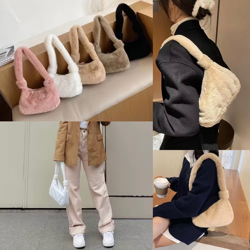 Tas Bahu Wanita (Bahan Bulu Halus)