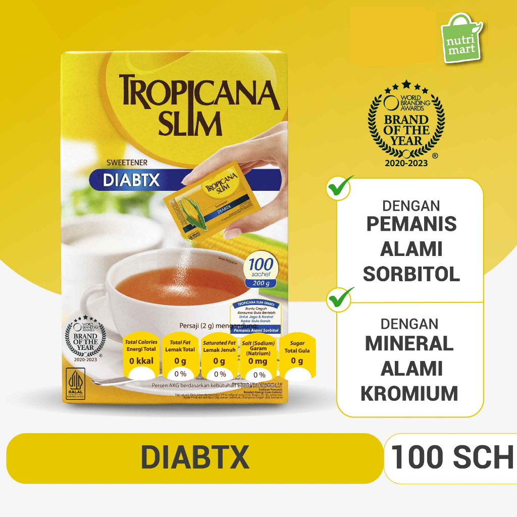 

Tropicana Slim Sweetener Diabtx 100 Sachet - Pemanis untuk Diabetesi