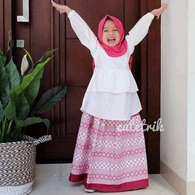 SALE termurah setelan rok tunik cutetrik anak