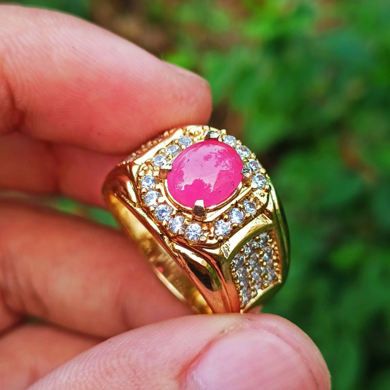 Cincin batu Ruby Burma Natural