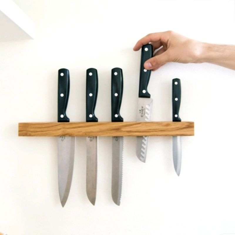 Rak pisau tempel dinding / rak pisau kayu minimalis
