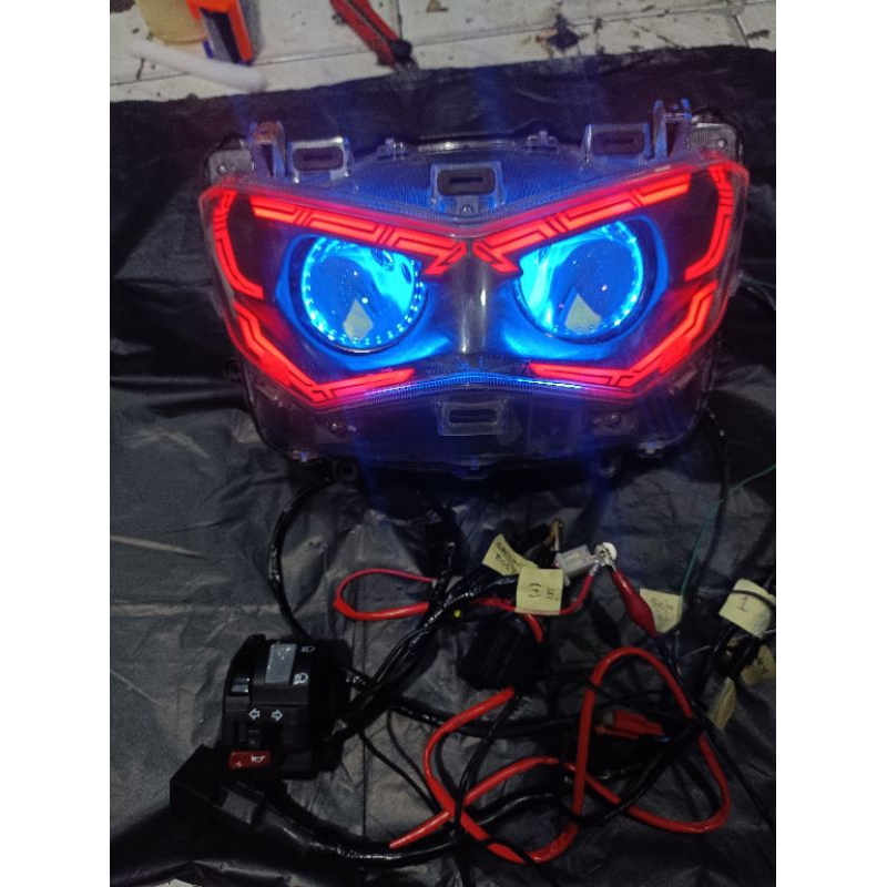 1paket custom headlamp nmax new 2,5inch doble projector biled