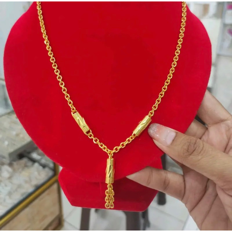 kalung bambu juntai emas 24k