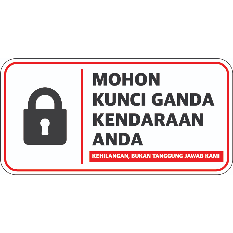 

STIKER VINYL BERTULISKAN KUNCI GANDA KENDARAAN ANDA