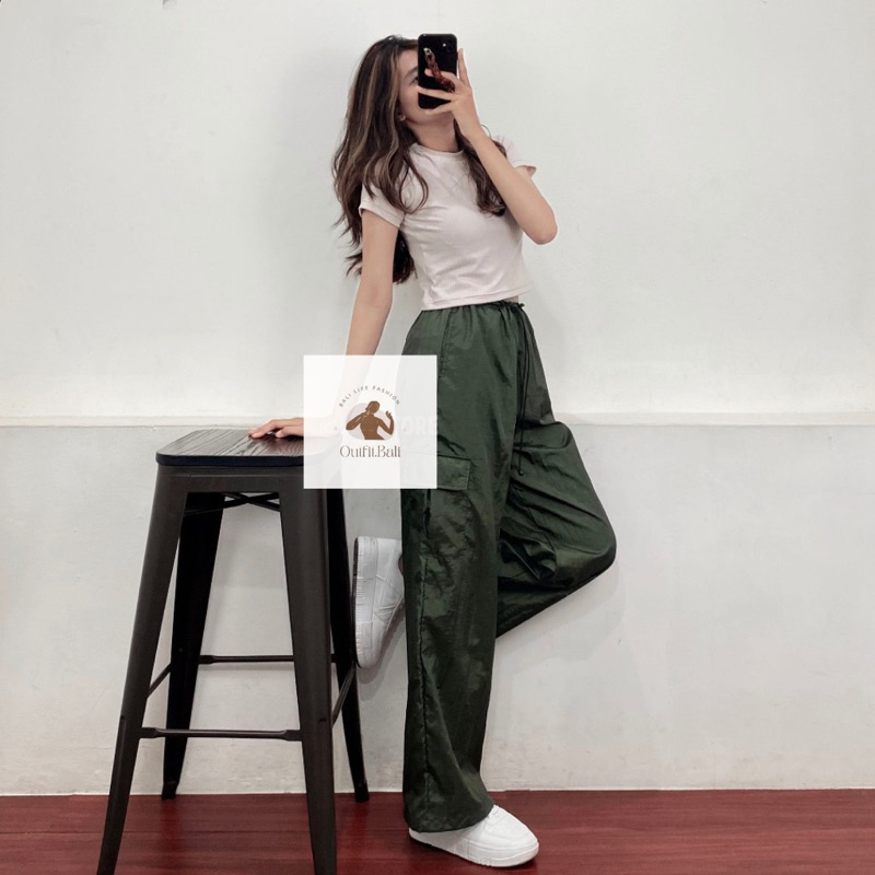 Celana Cargo Parasut Wanita Korean | Celana Cargo Panjang Street Wear