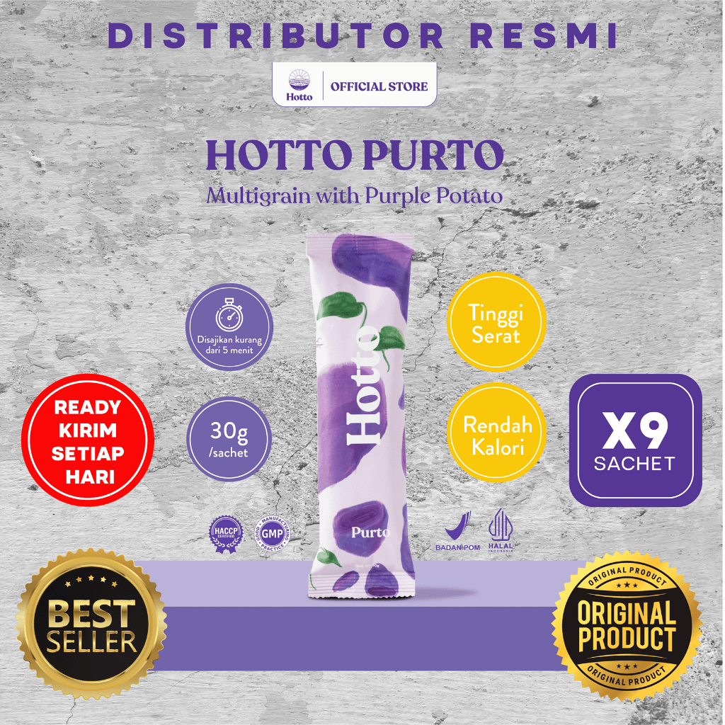 

PAKET TRIAL!!! Hotto Purto Sachet (9 Sachet) Multigrain with Purple Potato