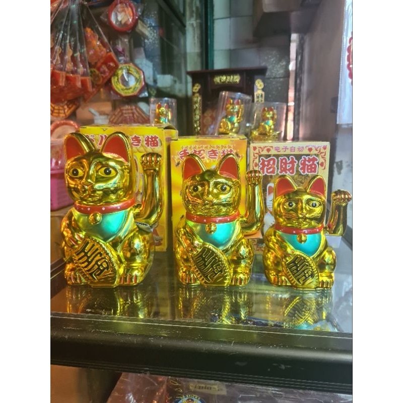 KUCING REJEKI Tangan Goyang / KUCING HOKI / KUCING Hokky / FORTUNE CAT Pakai BATERAI uk XS, S, M, L