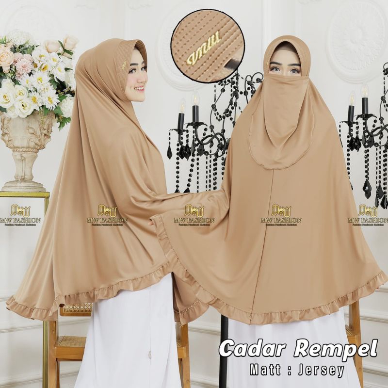 Jilbab Cadar Jumbo Syari Rempel Bahan Jersey / Jilbab Cadar Syar'i Super Jumbo / Kerudung Cadar Jumb