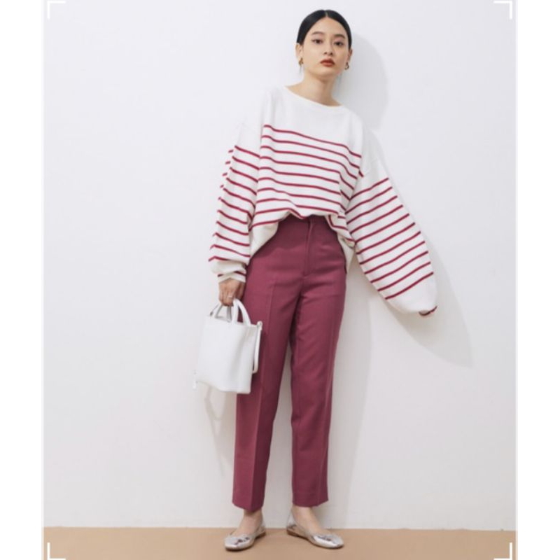 ADAM ET ROPE STRETCH COLLAR TAPERED PANTS PINK