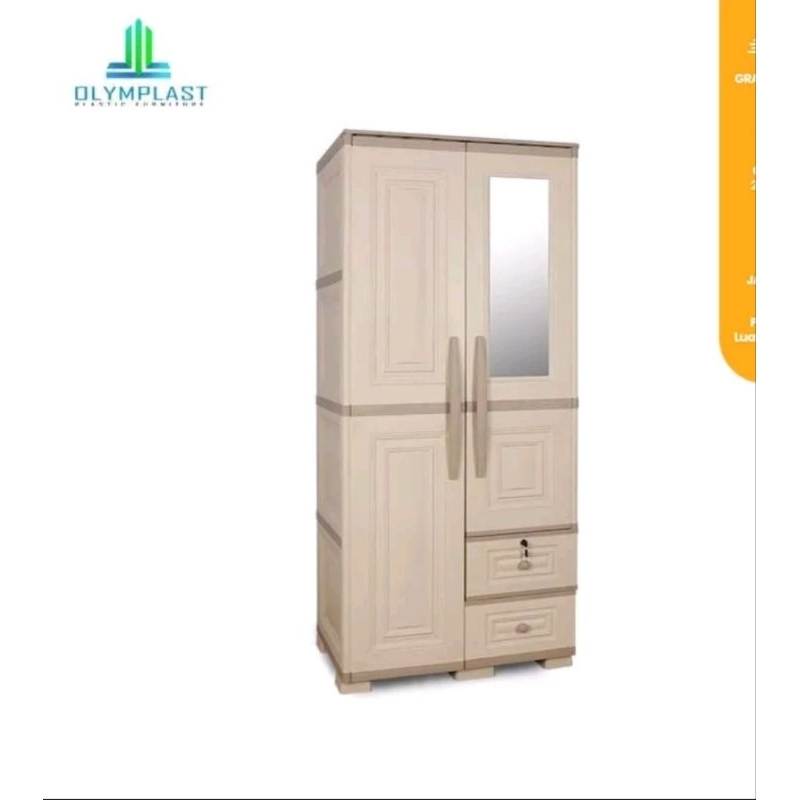 Lemari plastik 2 pintu Olymplast modern