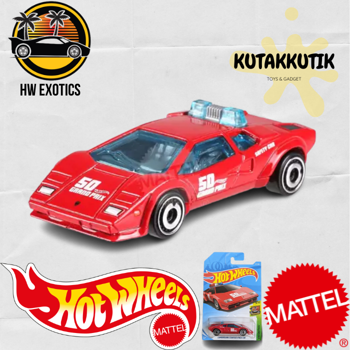 Hot Wheels Mobil Polisi Balap Lamborghini Countach Pace Car Merah 50 Grand Prix HW Exotics