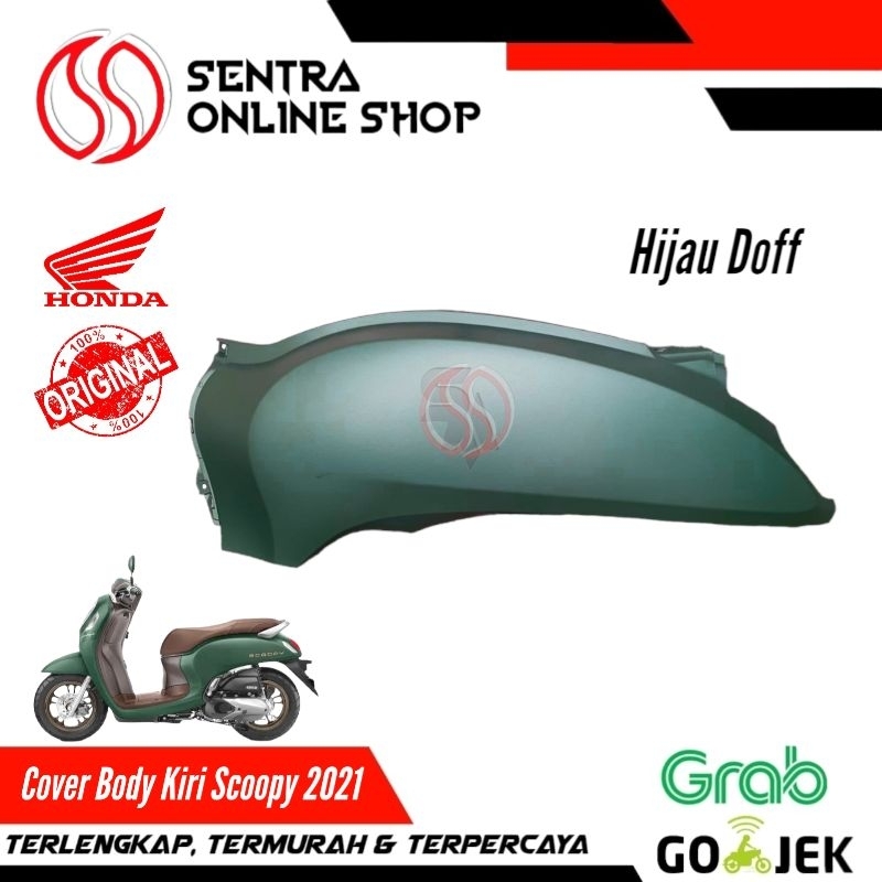 Cover body bodi kiri scoopy new prestige 2021 hijau doff dop original