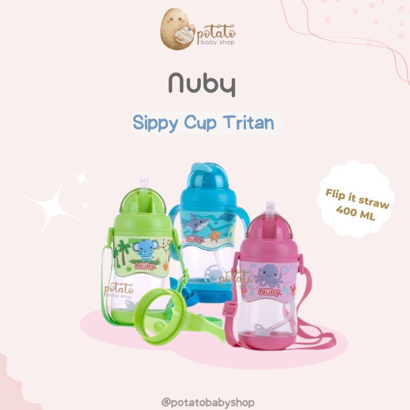 Nuby 1Pk Tritan Flip It With Straw - Botol Minum Anak