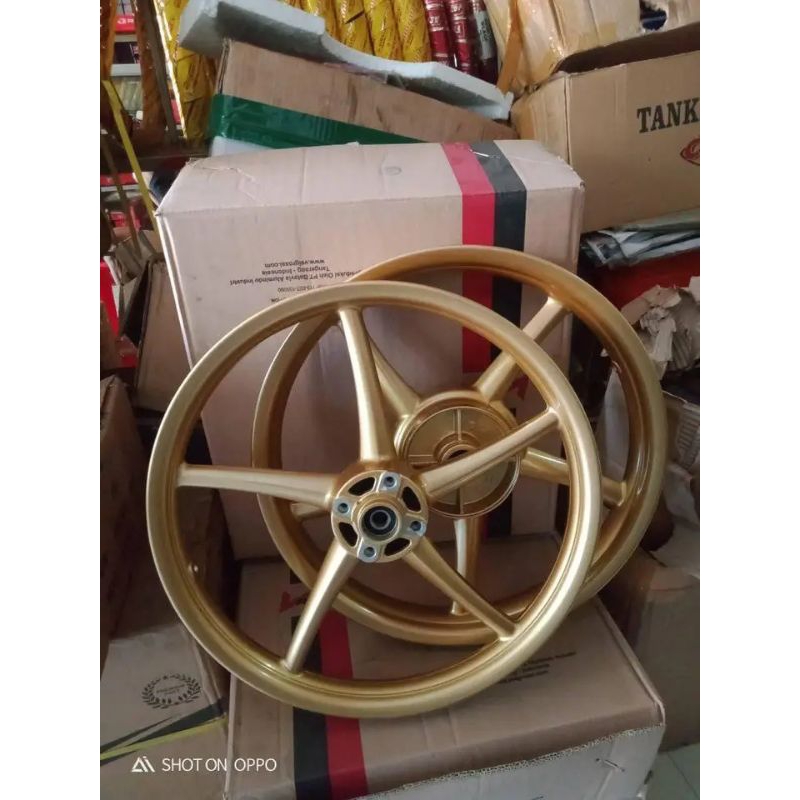 Velg Pelg Depan V ROSSI Sprint Sanca Copy Replika RCB Yamaha Jupiter Gold depan 160-17 Belakang 185-