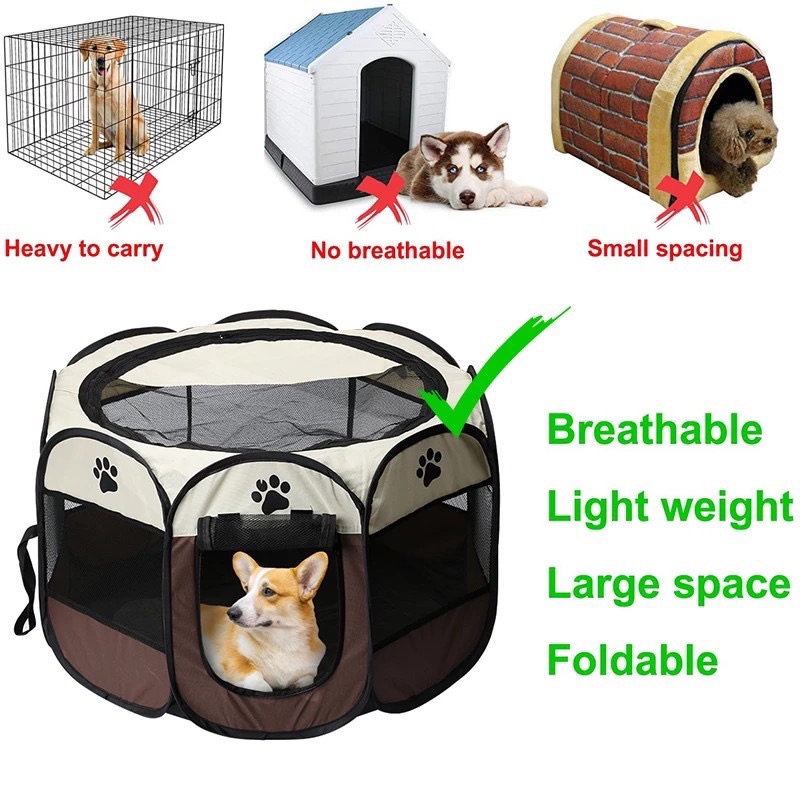 PAGAR TENDA LIPAT PORTABEL 8 Panel PLAYGROUND Anjing / Kucing KELINCI PUPPY Kandang Lipat Hewan Kain