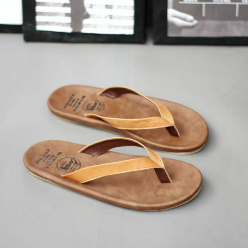 WALET Sandal Kulit Asli Pria Sendal Jepit Keren Sndal Casual Santai Harian Murah