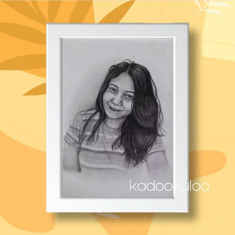 

[KADOOKULOO] Sketsa Wajah Realistis Ukuran A4 Hitam Putih 1 Figur Manusia Sketch Untuk Kado