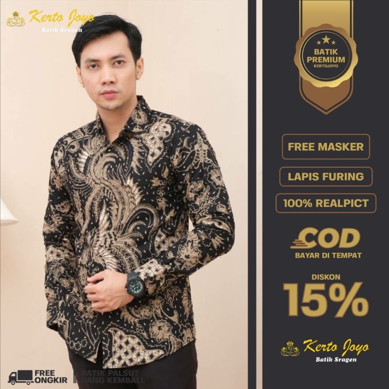 BAJU KEMEJA BATIK PRIA COWOK LENGAN PANJANG SLIMFIT ATASAN BATIK PREMIUM PRIA COWO PRABUSENO KONDANGAN KJ 014