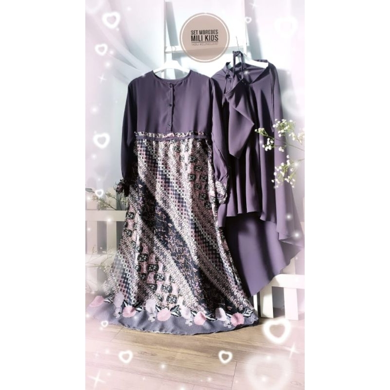 Mbrebes mili anak Gamis set hijab batik solo by whs /Mbrebe mili set kids batik solo free cadar orig