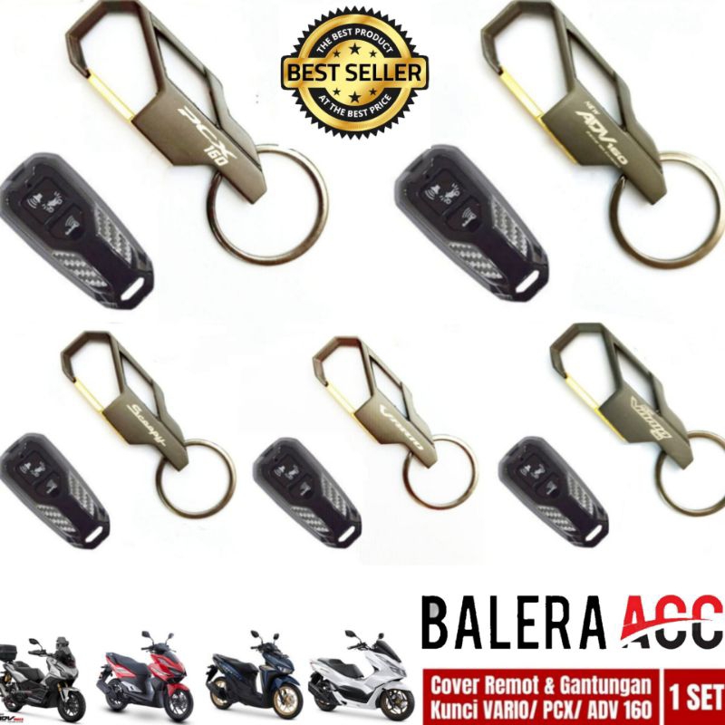 Paket Gantungan Kunci + Cover Remot Original AHM PCX 160 ADV 160 VARIO 160 STYLO 160 NEW SCOOPY 2023 - 2024
