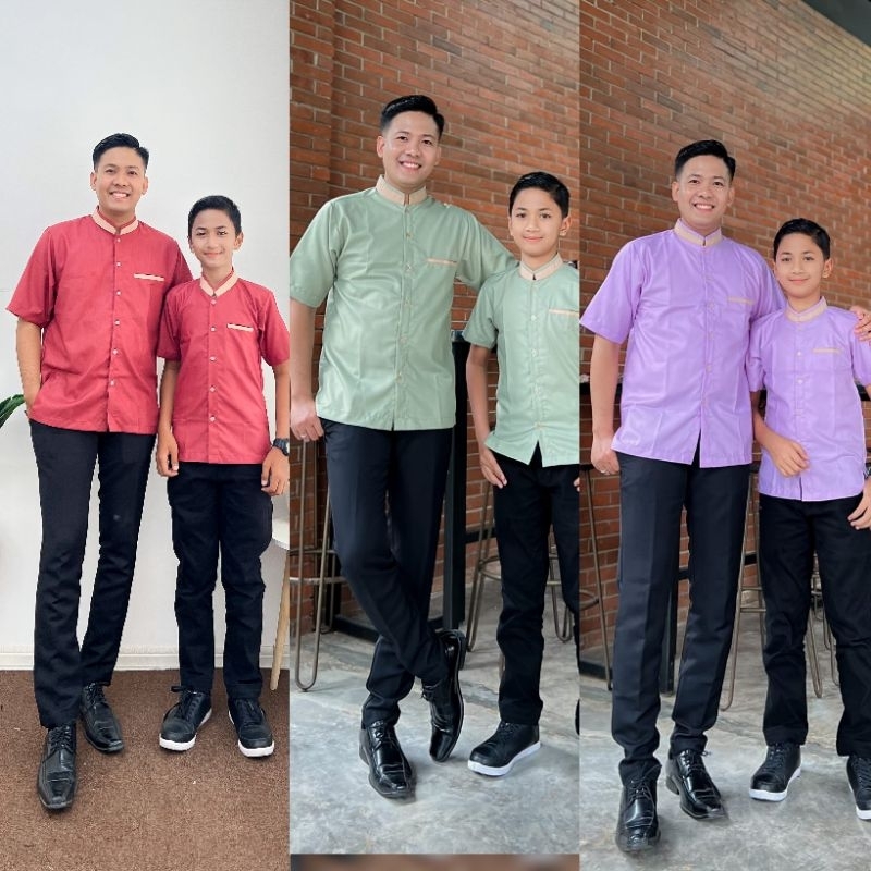 Koko Couple ayah anak warna lilac bata terakota dan sage green